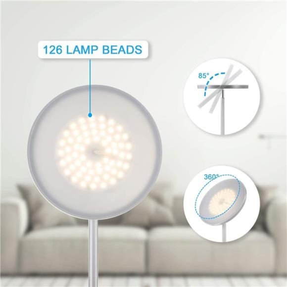 Floor Lamp,30W/2400LM Sky LED Modern Torchiere 3 Color Temperatures Super Bright - Picture 6 of 6